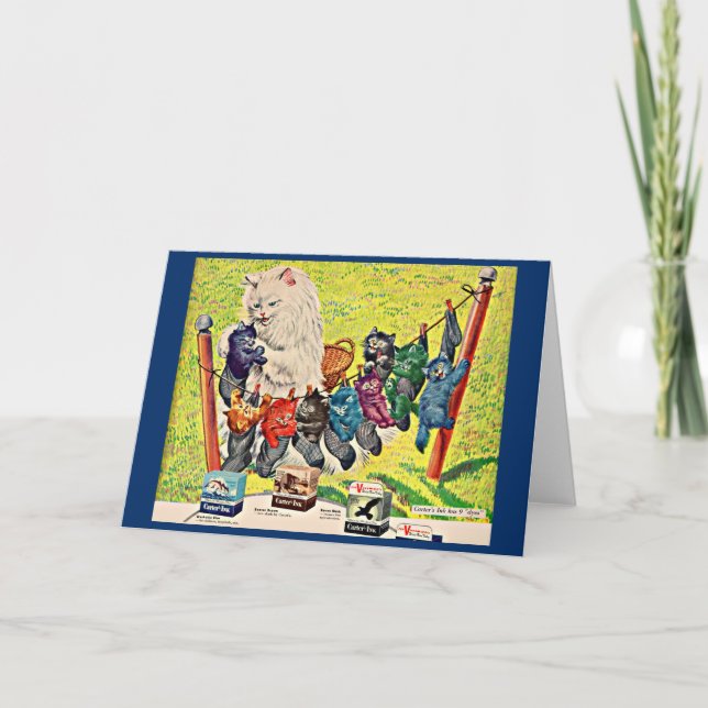 1940s Carter’s Ink ad mama cat and kittens Card (Front)