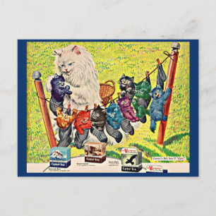 1940s Carter’s Ink ad mama cat and kittens Postcard