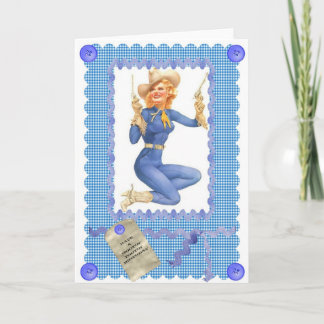 1940's COWGIRL PINUP GREETINGS CARD