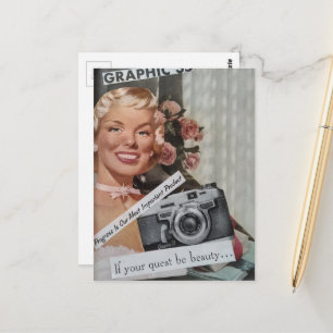 1940s era Smiling Blonde Woman Collage Postcard