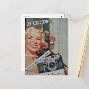 1940s era Smiling Blonde Woman Collage Postcard
