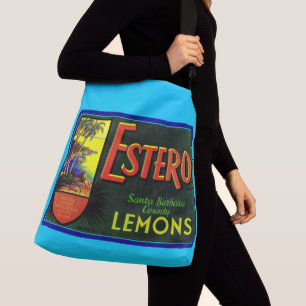 1940s Estero lemons fruit crate label print Crossbody Bag