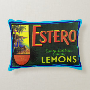 1940s Estero lemons fruit crate label print Decorative Cushion