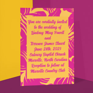 1940's Exotic Magenta Wedding  Invitation