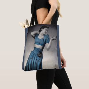 1940s fashion photo midriff style tote bag