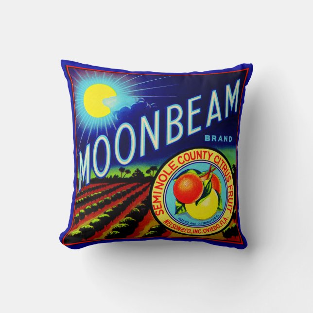 1940s fruit crate label Moonbeam brand citrus Cushion (Front)