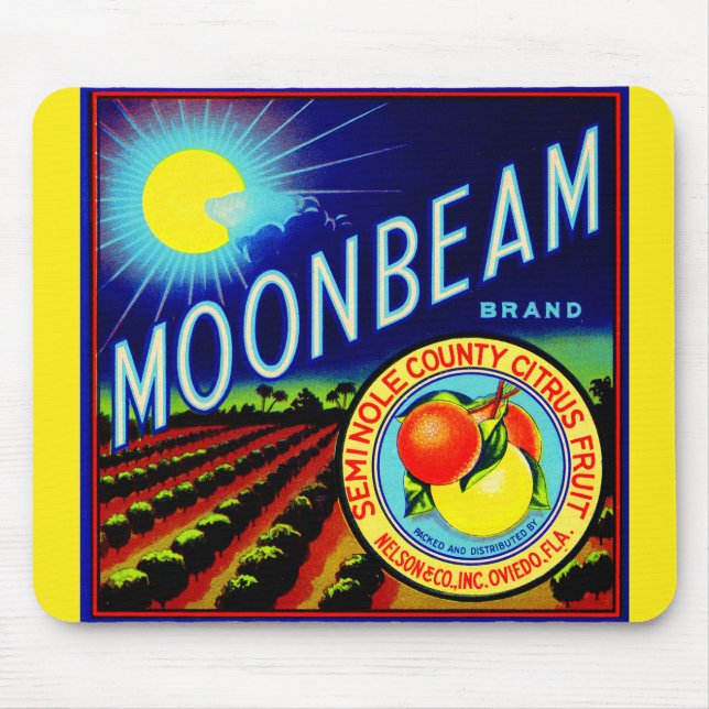 1940s fruit crate label Moonbeam brand citrus Mouse Pad (Front)