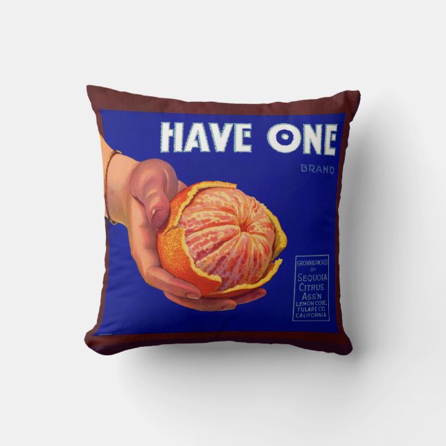 1940s Have One orange crate label print Cushion (Front)
