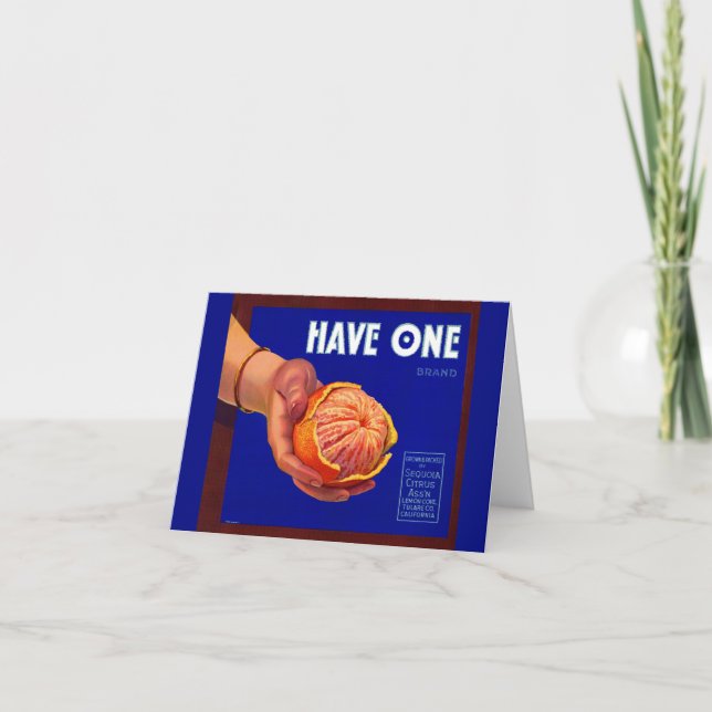 1940s Have One orange crate label print Note Card (Front)