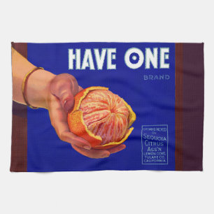 1940s Have One orange crate label print Tea Towel