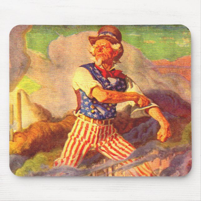1940s heroic Uncle Sam rolls up his sleeve Mouse Pad (Front)