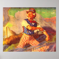 1940s heroic Uncle Sam rolls up his sleeve
