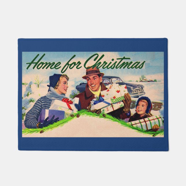 1940s Home for Christmas Doormat (Front)
