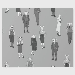 1940s humanoid anthropomorphic animal people wrapping paper