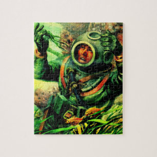 1940s illustration undersea diver jigsaw puzzle