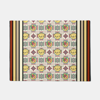1940s Kitchen Pattern w/Yellow Teapots Doormat