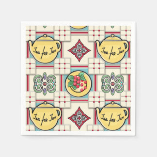 1940s Kitchen Pattern w/Yellow Teapots Napkin
