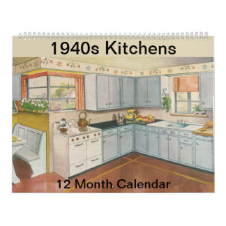 1940s Kitchen Vintage Farmhouse Decor 12 Month Cal Calendar