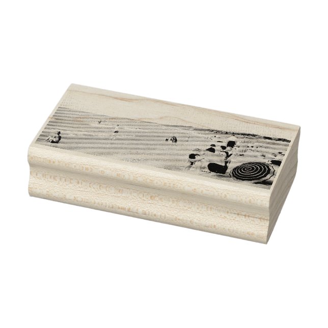 1940s Lake Michigan Beach Scene Rubber Art Stamp (Stamp)