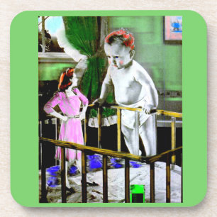 1940s mother and her giant baby coaster