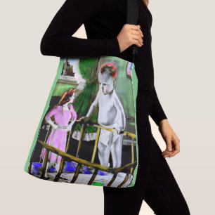 1940s mother and her giant baby crossbody bag