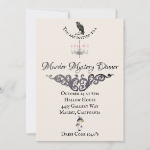 1940s Murder Mystery Dinner Party Vintage Invitation