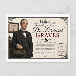 1940s Murder Mystery Party Dr Percival Graves Postcard