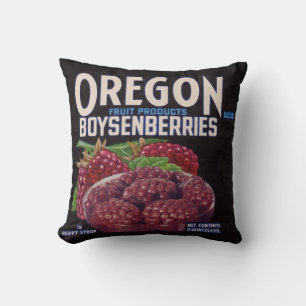 1940s Oregon Boysenberries can label print Cushion