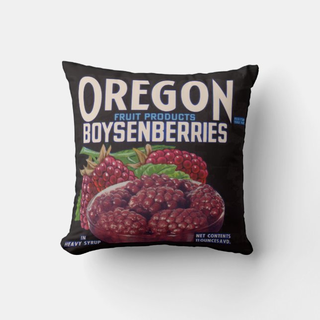 1940s Oregon Boysenberries can label print Cushion (Front)