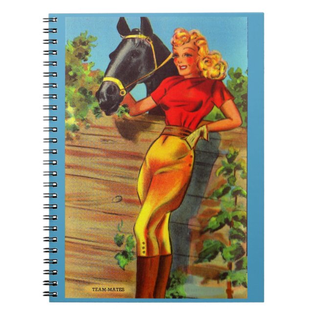 1940s pin-up gal and horse spiral notebook (Front)