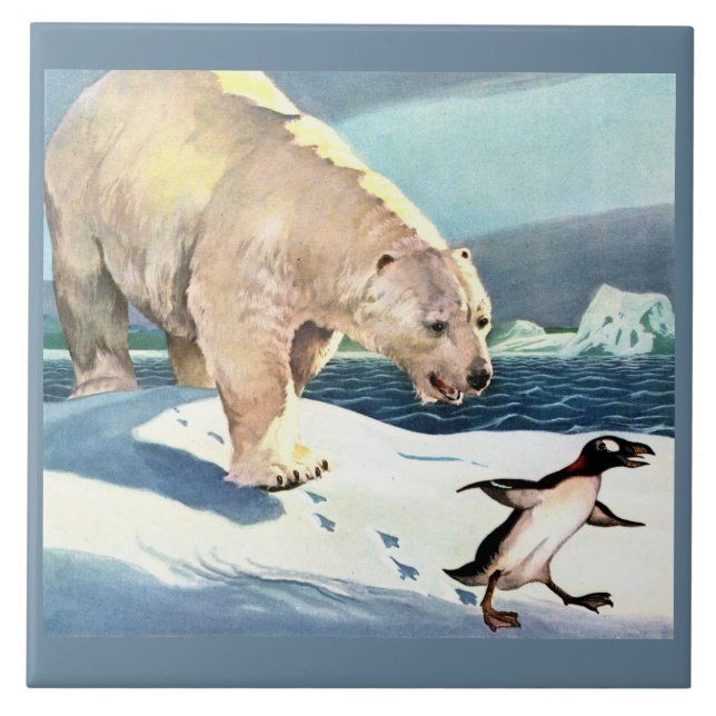 1940s polar bear and penguin tile (Front)