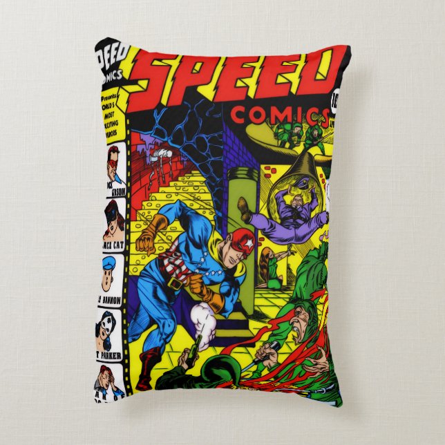 1940's SPEED Comics Pillow  (Back(Vertical))