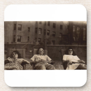 1940s three people relaxing on the roof coaster
