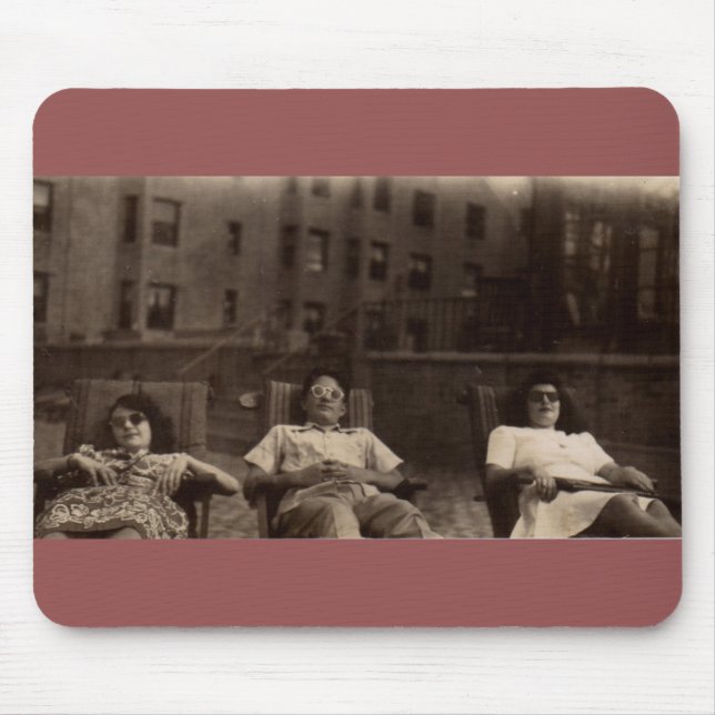 1940s three people relaxing on the roof mouse pad (Front)