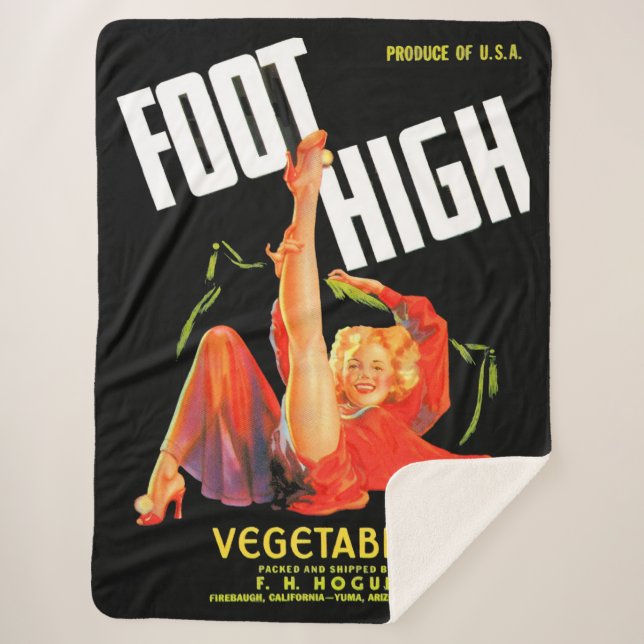 1940s vegetable crate label Foot High vegetables Sherpa Blanket (Front)