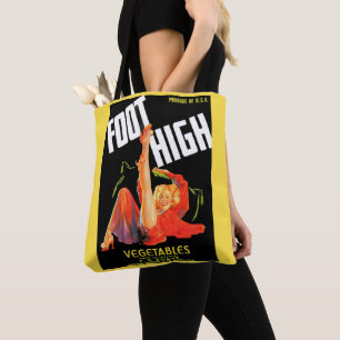  1940s vegetable crate label Foot High vegetables Tote Bag
