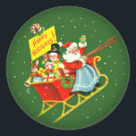 1940s Vintage Christmas Santa Claus with Sleigh Classic Round Sticker<br><div class="desc">1940s Vintage Christmas Santa Claus with Sleigh sticker</div>