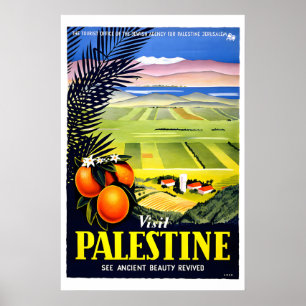 1940s Visit Palestine Israel Ancient Beauty Poster