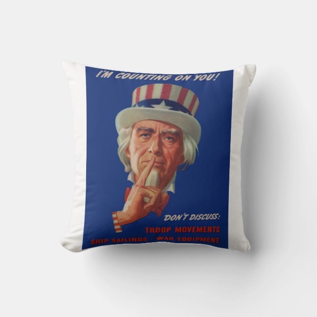 1940s warning from Uncle Sam Cushion (Front)