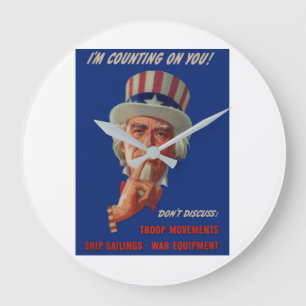 1940s warning from Uncle Sam Large Clock