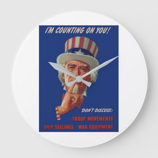 1940s warning from Uncle Sam Large Clock (Front)