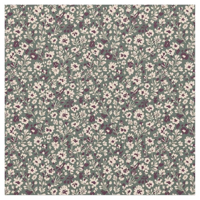 1940s Wartime Floral Sprig Vintage Pattern Fabric (Close Up)