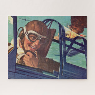 1940s WWII dogfight in the air Jigsaw Puzzle