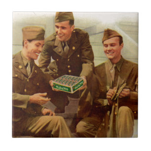 1940s WWII solders with candy from home Tile