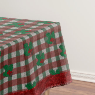 1940s Xmas Gingham 60" x 84" Tablecloth