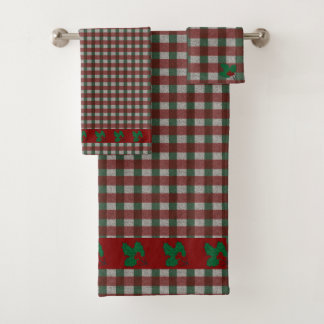 1940s Xmas Gingham Bath Towel Set