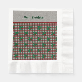 1940s Xmas Gingham Paper Napkins