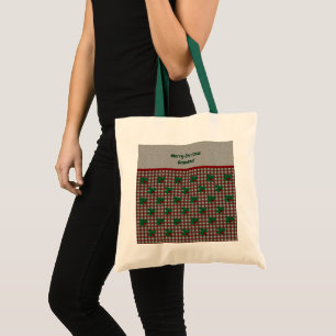 1940s Xmas Gingham - Personalised Budget  Tote Bag