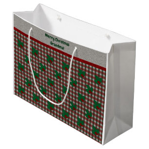 1940s Xmas Gingham - Personalised Large Gift Bag
