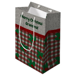 1940s Xmas Gingham - Personalised Medium Gift Bag